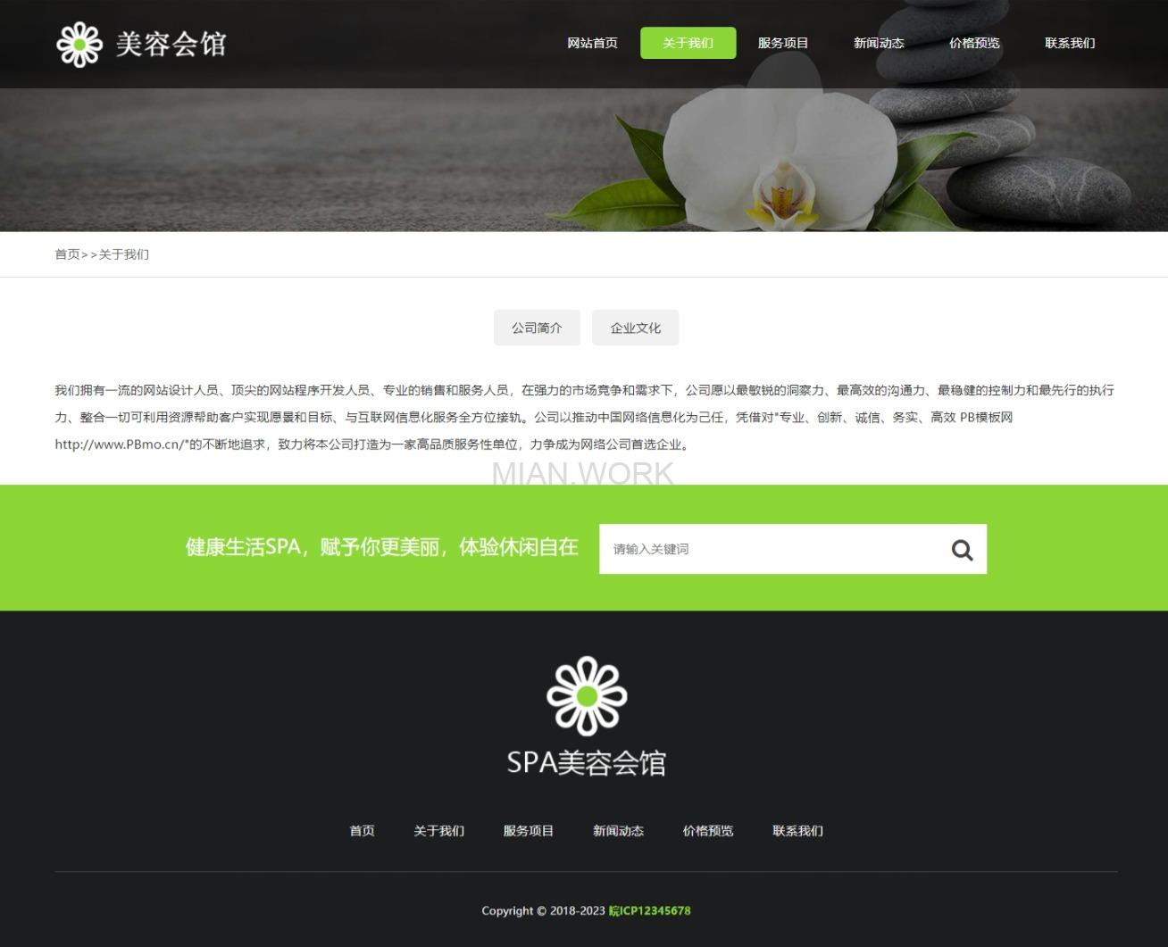 美容美体类网站